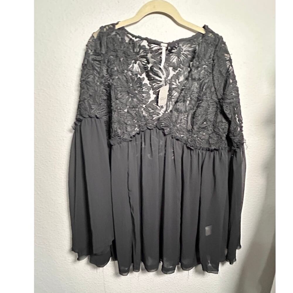 NEW Free People Magdalene Crochet Tunic Lace Top Black Small Boho Femme Goth - Picture 8 of 11